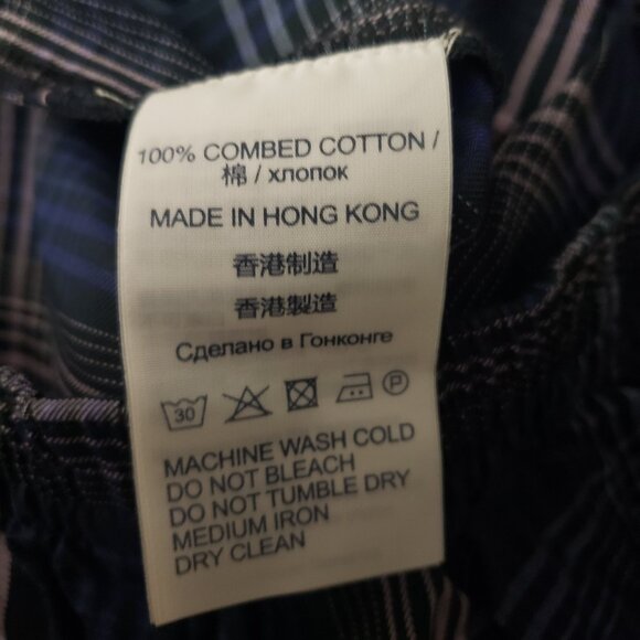 NEW Byford Of London Mens Size M Combed Cotton Blue Plaid Pajama Lounge Pants - Picture 4 of 6